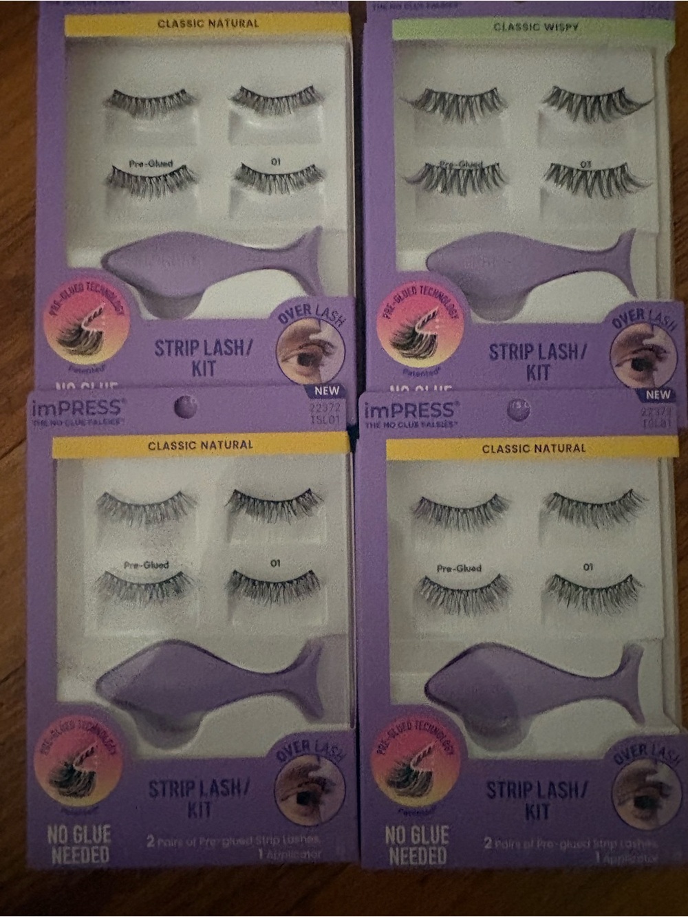 imPRESS Classic Natural Strip Lash Kit - Purple Packaging, Black Lashes set of 4